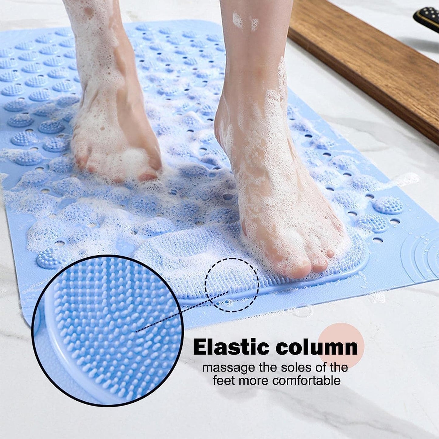 Anti-Skid Bath Mat with Foot Scrubber