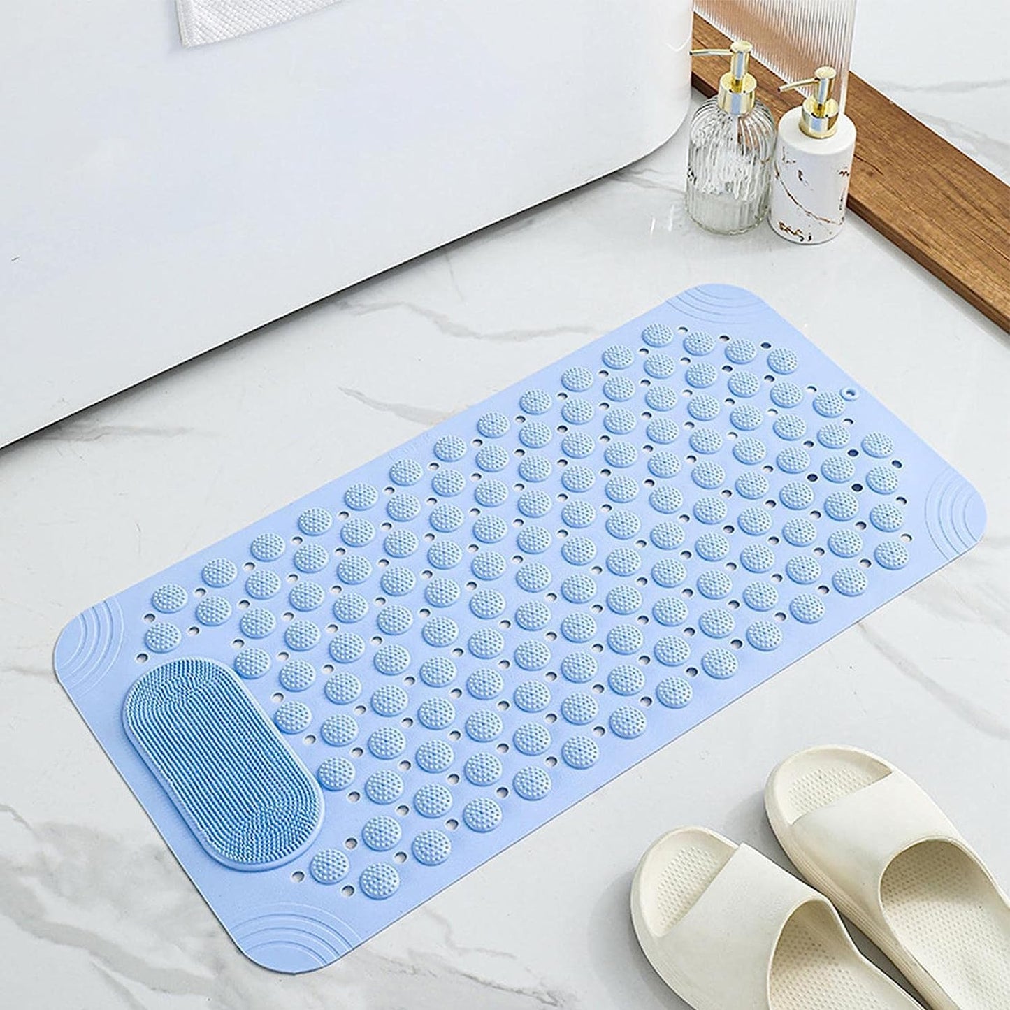 Anti-Skid Bath Mat with Foot Scrubber